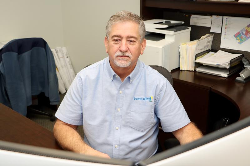 Robin Davis works in his office at the Lewes Board of Public Works. The BPW board of directors officially named Davis general manager Feb. 26.
BILL SHULL PHOTOS